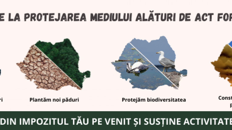 Redirecționează 3,5% din impozitul tău pe venit Asociației Act for Tomorrow și ajută-ne să construim un viitor mai verde pentru România